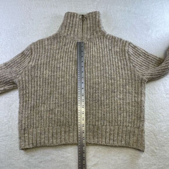 Sincerely Jules 1/2 Zip cropped knitted sweater Sz Medium Wool Cowl Turtleneck - Picture 7 of 13